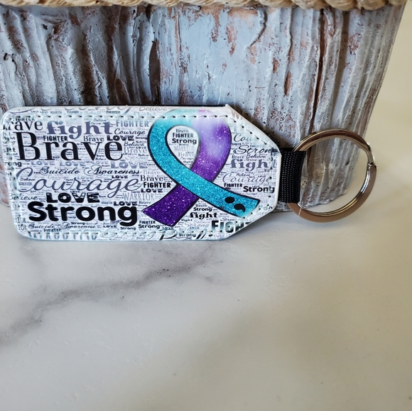 Suicide Awareness Ribbon & Quotes Keychain - Picture 3 of 7